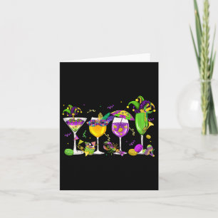 Fat Tuesday Mardi Gras Wine Gles Drink Carnival Me Card