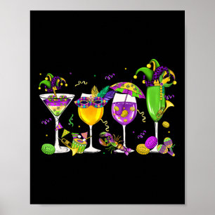 Fat Tuesday Mardi Gras Wine Gles Drink Carnival Me Poster