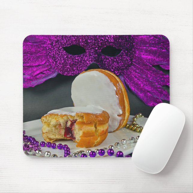 Fat Tuesday Paczki and Beads Mouse Mat (With Mouse)