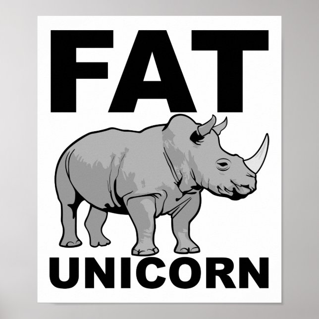 Fat Unicorn Rhino Funny Poster (Front)