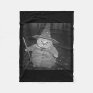 Fat Wizard Cat Fat Kitten Wizard Funny Cat Meme Br Fleece Blanket