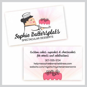 Fat woman baker frosted cake baking bakery