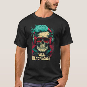 Fatal Headphones For Music and Skull Fans T-Shirt