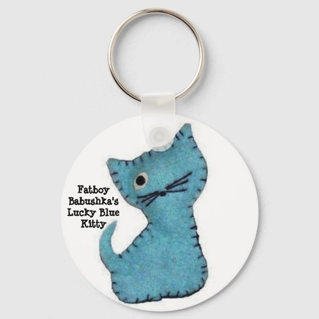 Fatboy Babushka's Lucky Blue Kitty Key Ring (Front)