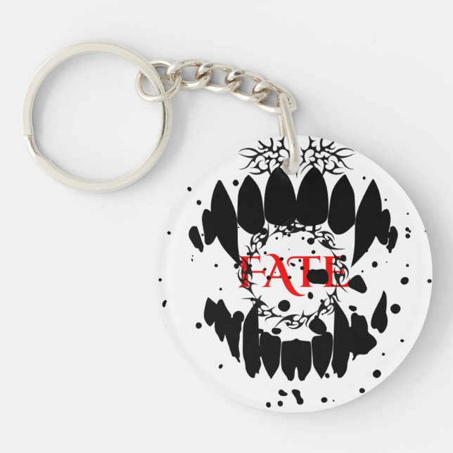 Fated Soul – Gothic Crimson Emblem Keychain (Front)