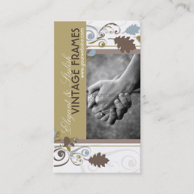 fatfatin Autumn Fall Leaves Swirls Business Card (Front)