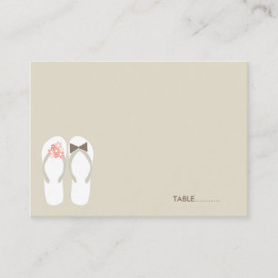 fatfatin Beach Pink Flip Flops Guest Place Card