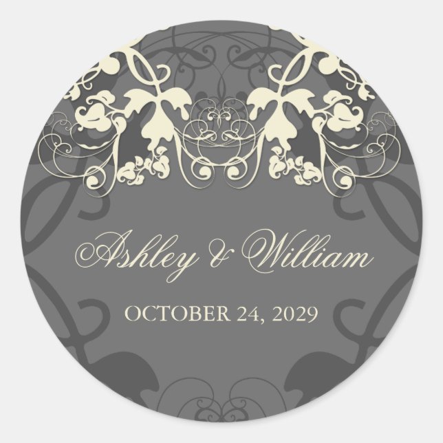 fatfatin Floral Flourish White Wedding Sticker (Front)