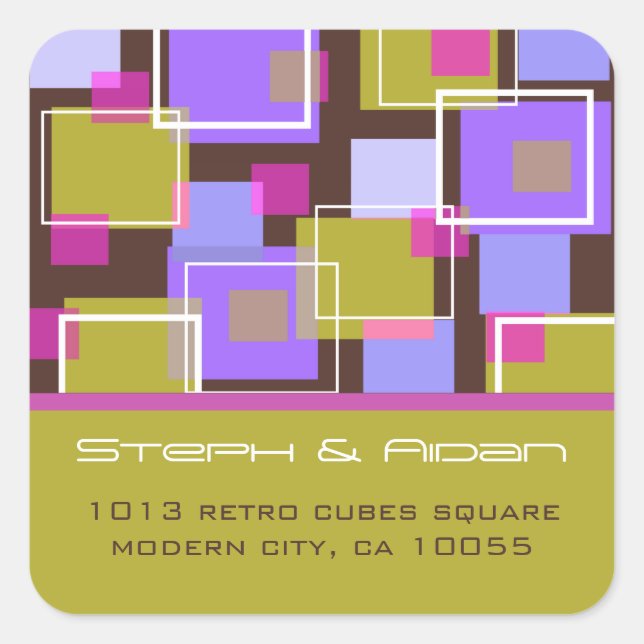 fatfatin Fun Retro Cubes Address Label Stickers (Front)