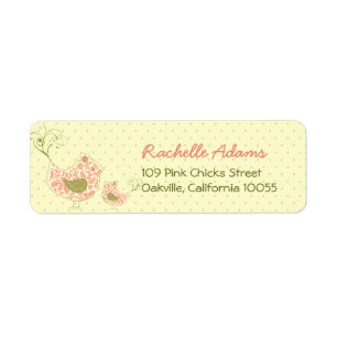 fatfatin Pink Swirly Mum & Baby Bird Labels