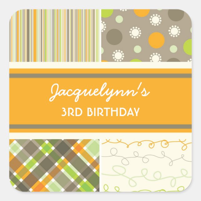 fatfatin Retro Orange Combo Birthday Sticker (Front)