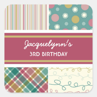 fatfatin Retro Vintage Teal Combo Birthday Sticker