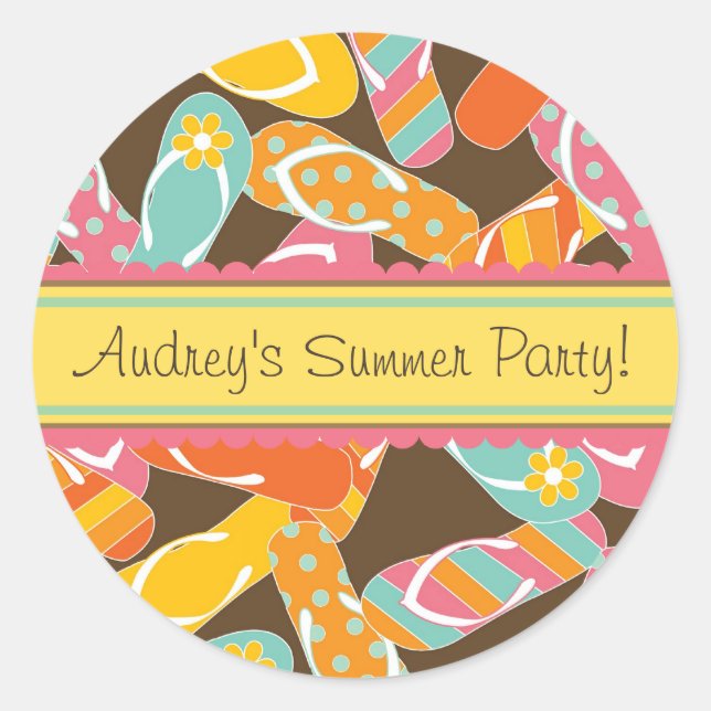 fatfatin Summer Flip Flops Party Sticker (Front)