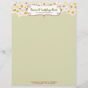 fatfatin White Daisies & Ladybugs Letterhead