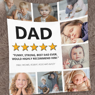 Father 5 Star Rating Photo Collage Dad Fleece Blanket