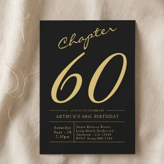 Father 60th Birthday 60 Years Old Black Gold Party Invitation