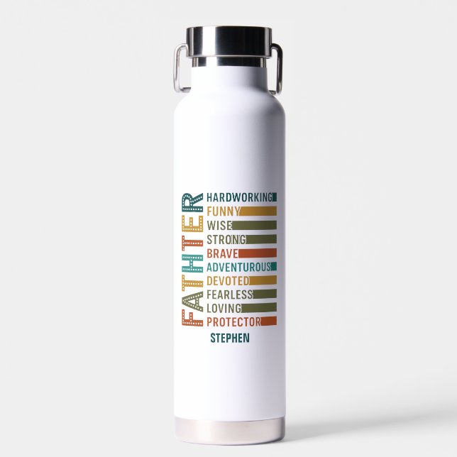 Father – A Tribute of Strength, Love, and Devotion Water Bottle (Front)