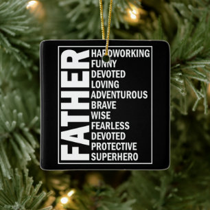 Father Adjective Fathers Day Cool Dad Definition Ceramic Ornament