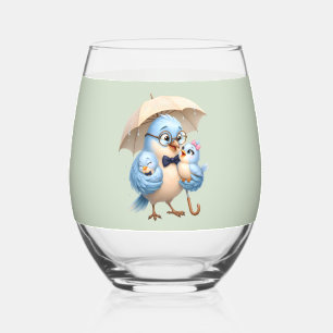 Father and Baby Bird Stemless Glass