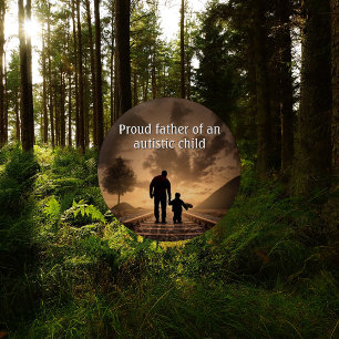 Father and Child Autism Awareness Button