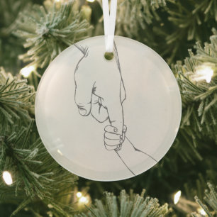 Father And Child Baby Christmas Glass Ornament