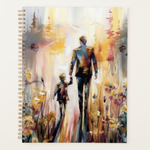 Father and Child Together Abstract Watercolor Planner