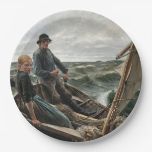 Father and Daughter at Sea (by Albert Edelfelt) Paper Plate