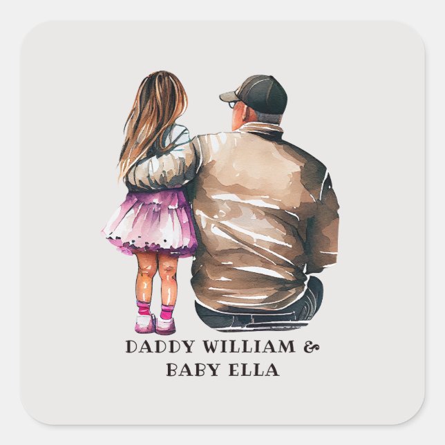 Father and Daughter Bond (11) Square Sticker (Front)