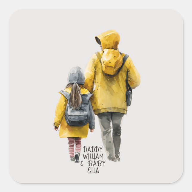 Father and Daughter Bond Square Sticker (Front)