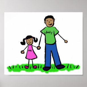 Father and Daughter Custom Family Character Poster