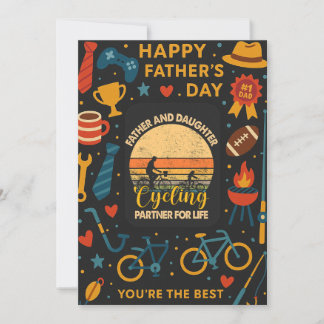Father And Daughter Cycling Partner For Life Gift Invitation