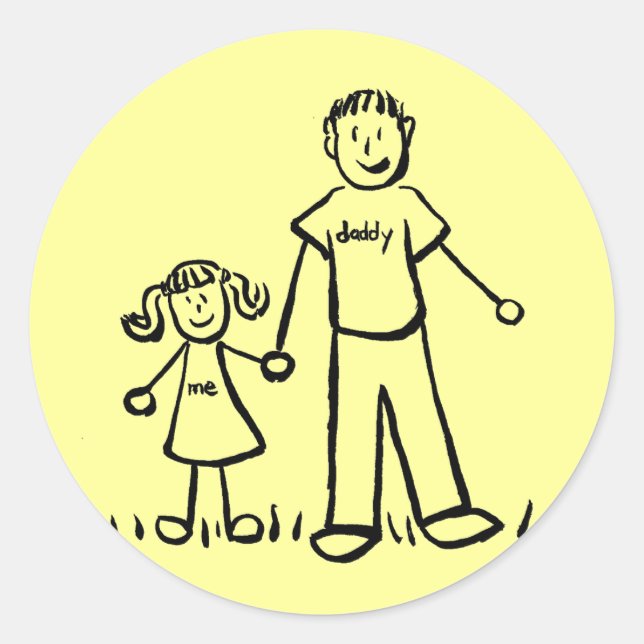 Father and Daughter Family Characters Art Stickers (Front)