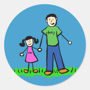Father and Daughter Family Characters Art Stickers