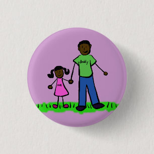 Father and Daughter Family Pin Art Button
