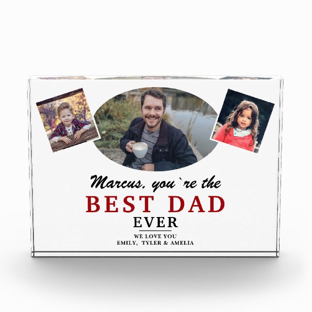  Father and Kids Best Dad Ever Father`s Day  Photo Block (Front)