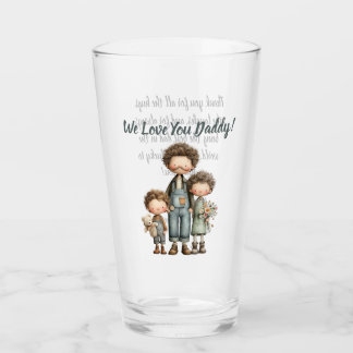 Father and Kids Custom Father's Day Glass