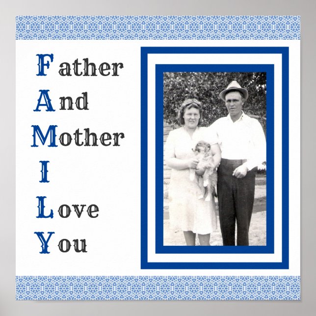 Father and Mother I Love You Family Photo Poster (Front)