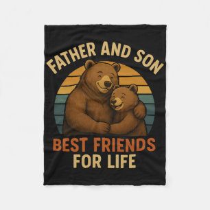Father And Son Best Friends For Life Papa Bear Ret Fleece Blanket