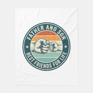 Father and Son Best Friends Vintage Fist Bump Shir Fleece Blanket