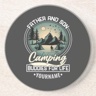Father And Son Camping Buddies For Life Coaster