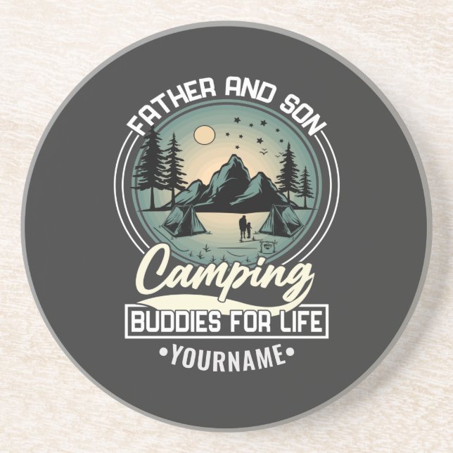 Father And Son Camping Buddies For Life Coaster (Front)