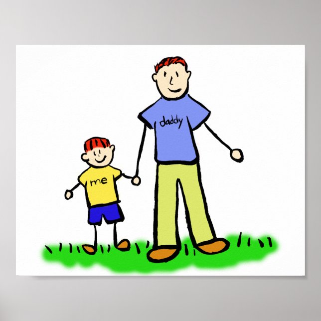 Father and Son Custom Family Characters Art Poster (Front)