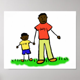 Father and Son Custom Family Characters Art Poster