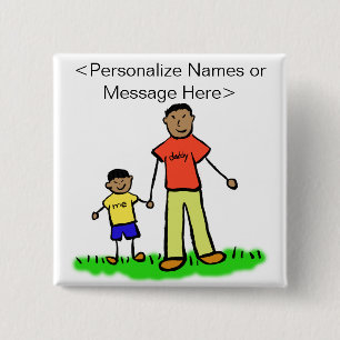 Father and Son Family Character Art Custom Buttons