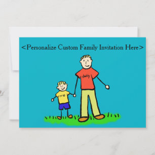 Father and Son Family Characters Custom Invitation