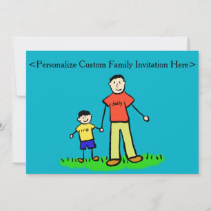 Father and Son Family Characters Custom Invitation