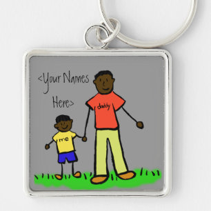 Father and Son Family Characters Custom Keychains