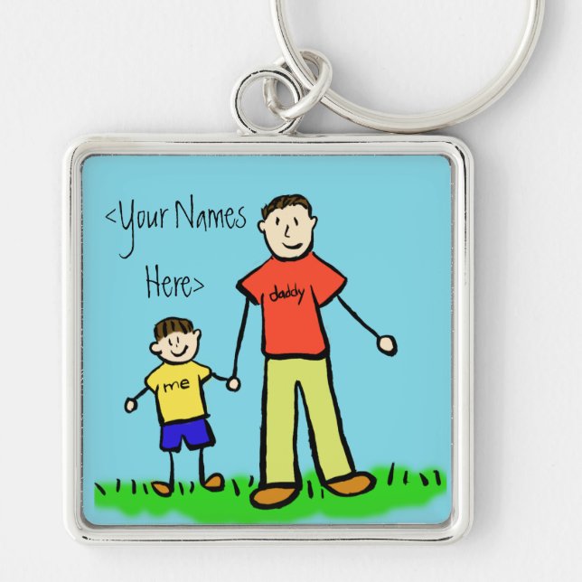 Father and Son Family Characters Custom Keychains (Front)
