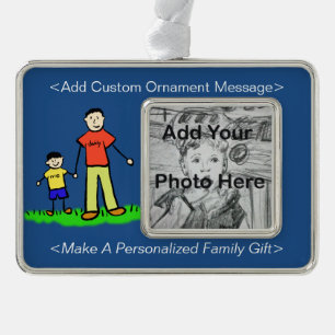 Father and Son Family Cute Drawing Custom Ornament