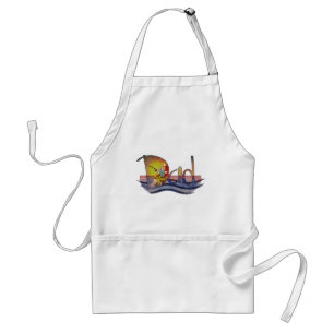 Father and son fishing artistic text design standard apron